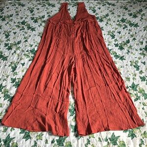 ASOS Orange Pleated Sleeveless Jumpsuit